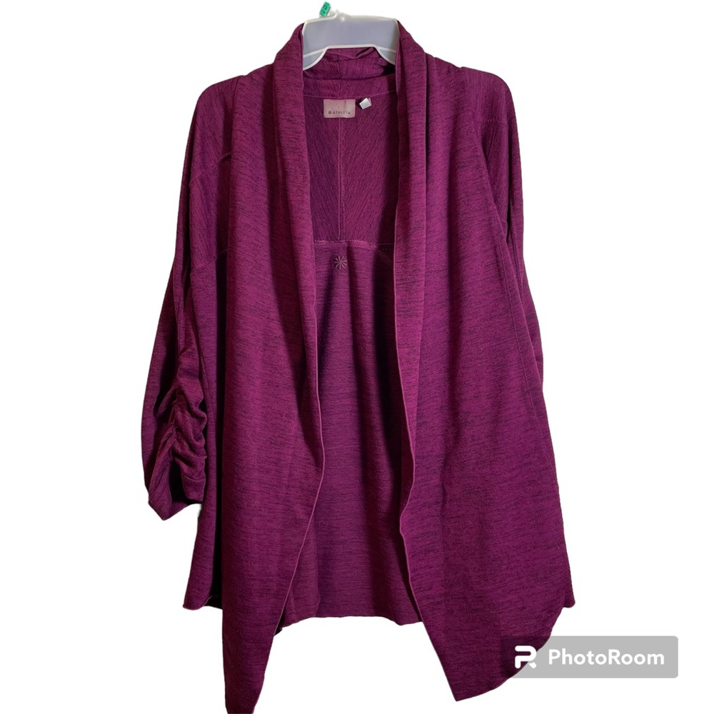 Athleta Cardigan Long Sleeve Open Front Magenta with Pockets Shawl Neck …
